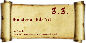 Buschner Béni névjegykártya